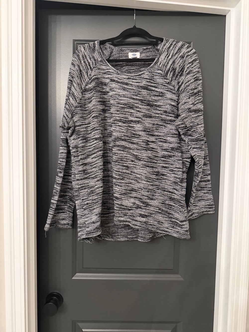 Old Navy Black & White Space-Dye Knit Pullover Sweater